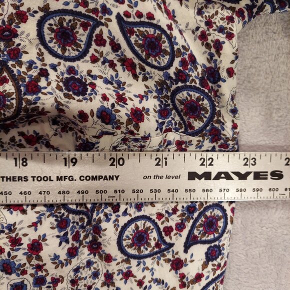 Daniel Rain Blouse womens 1x Peasant roll tab floral tie tassels silver buttons - Picture 9 of 15